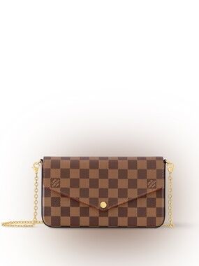 L v Brown Checkered Chain Crossbody Bag